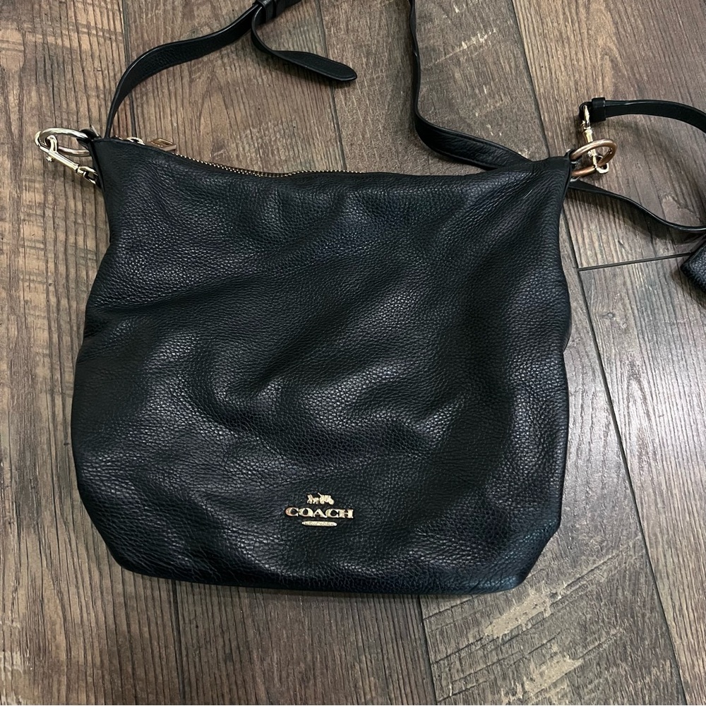 Coach Black Pebbled Leather Shoulder Bag